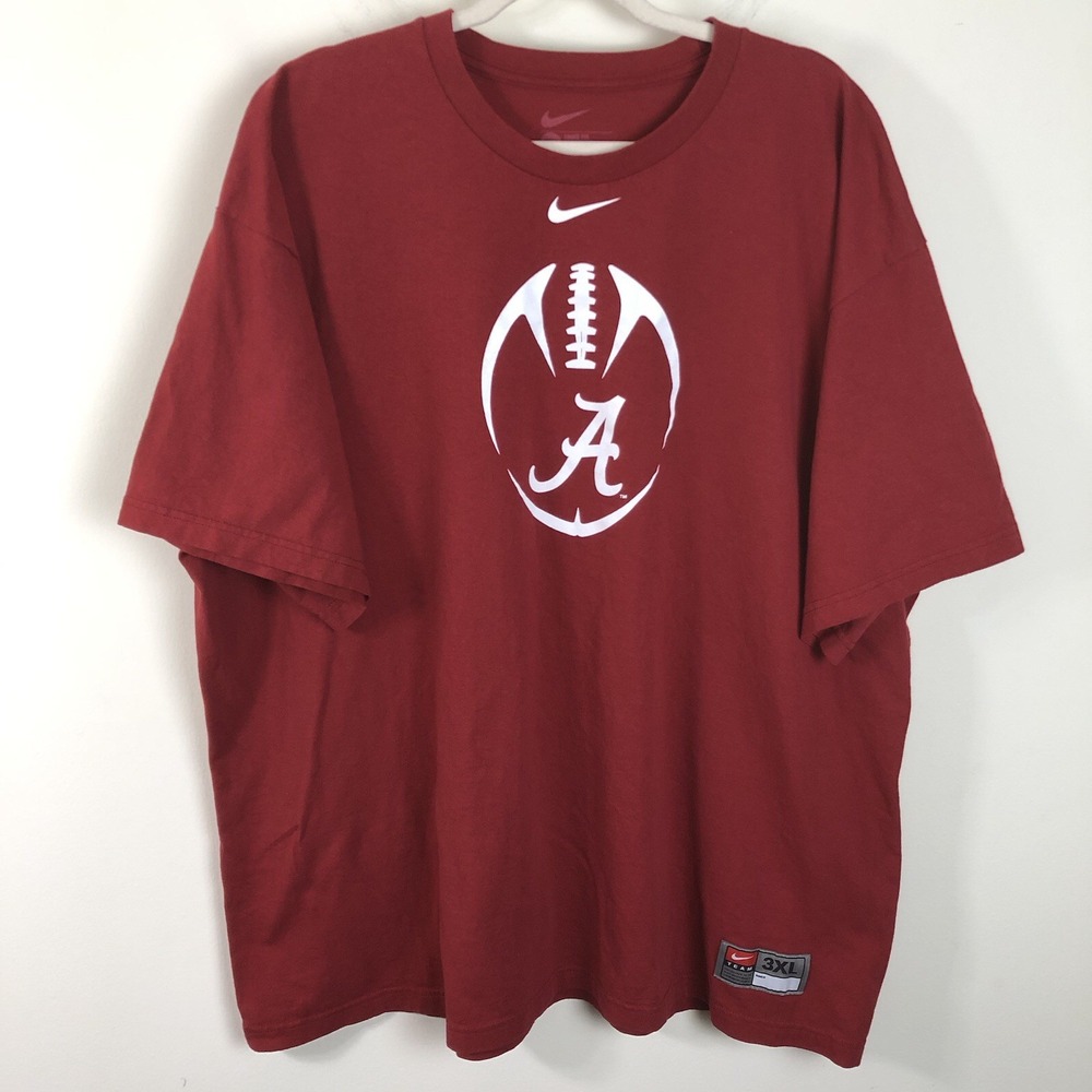 Retro Nike Team Alabama Crimson Tide Football T-shirt Sz 3XL Red NCAA Swoosh